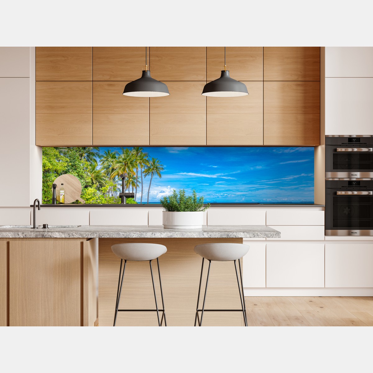 Naklejka repozycjonowalna tropikalna plaża z palmami – Wallissimo® Naklejka repozycjonowalna tropikalna plaża z palmami – Wallissimo®