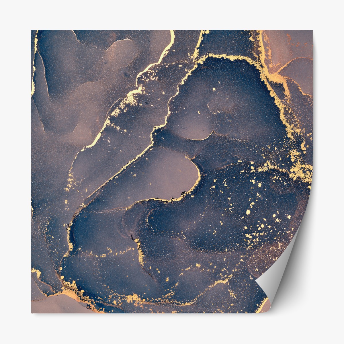 Repositionable sticker navy and gold marble abstract