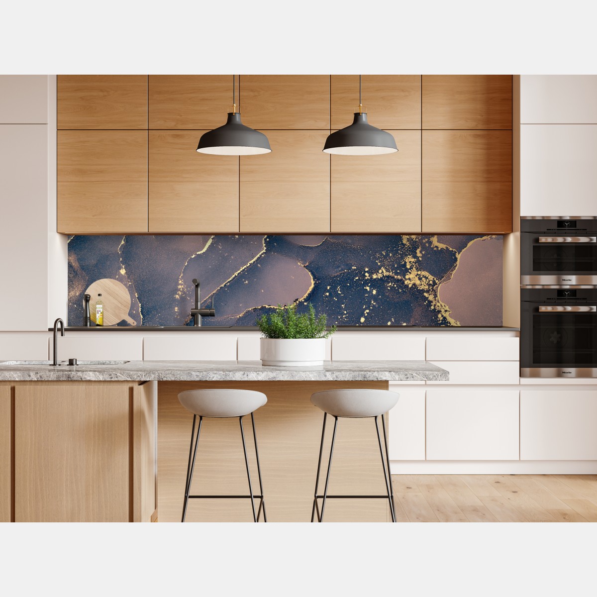 Naklejka repozycjonowalna granatowo-złota marmurowa abstrakcja – Wallissimo® Naklejka repozycjonowalna granatowo-złota marmurowa abstrakcja – Wallissimo®