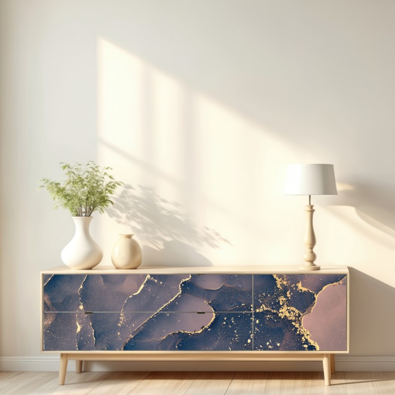 Naklejka repozycjonowalna granatowo-złota marmurowa abstrakcja – Wallissimo® Naklejka repozycjonowalna granatowo-złota marmurowa abstrakcja – Wallissimo®