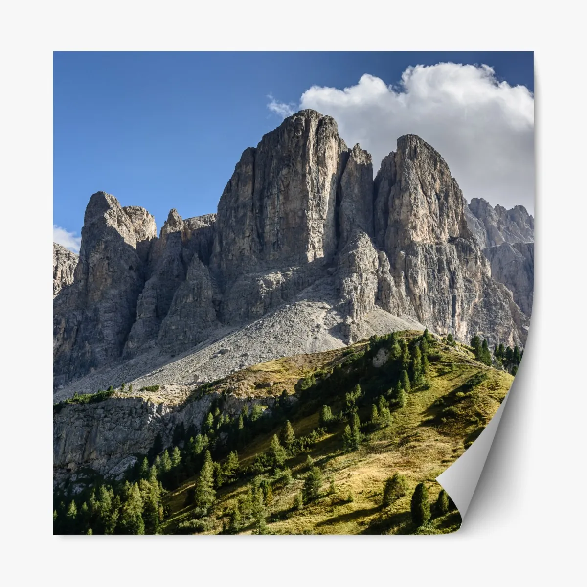 Naklejka repozycjonowalna majestatyczne alpejskie szczyty nad zielonymi zboczami – Wallissimo® Naklejka repozycjonowalna majestatyczne alpejskie szczyty nad zielonymi zboczami – Wallissimo®