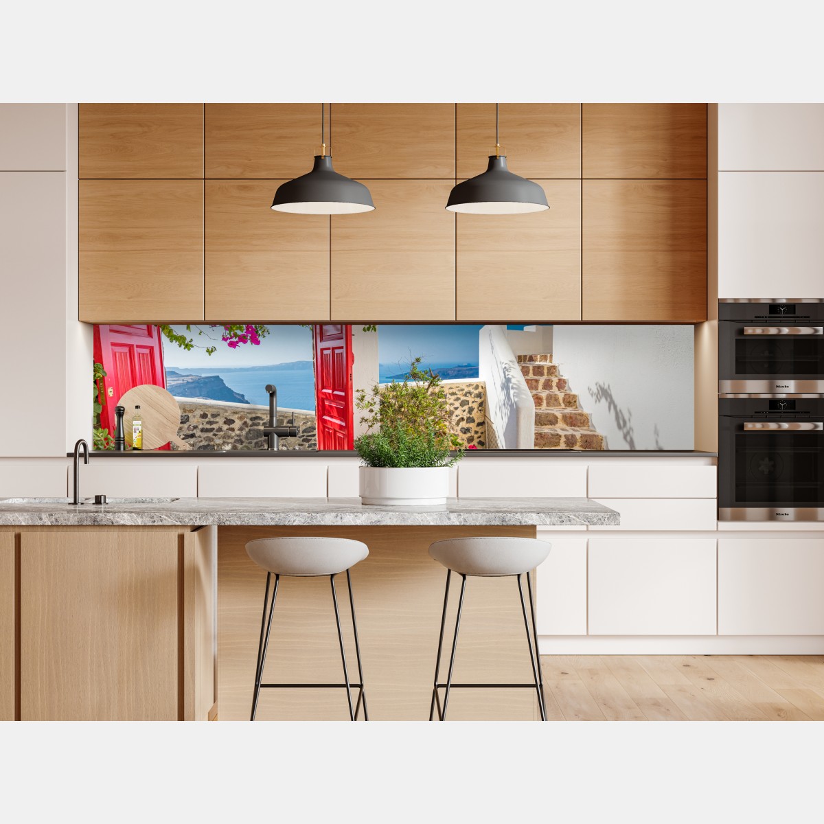 Naklejka repozycjonowalna słoneczny taras śródziemnomorski z widokiem na morze – Wallissimo® Naklejka repozycjonowalna słoneczny taras śródziemnomorski z widokiem na morze – Wallissimo®