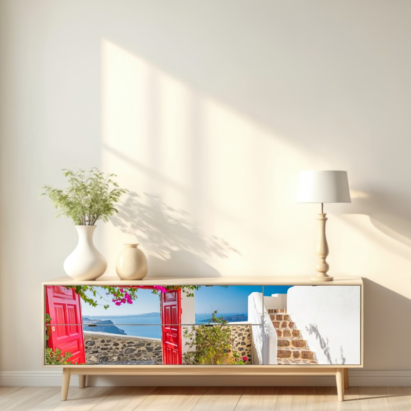 Naklejka repozycjonowalna słoneczny taras śródziemnomorski z widokiem na morze – Wallissimo® Naklejka repozycjonowalna słoneczny taras śródziemnomorski z widokiem na morze – Wallissimo®