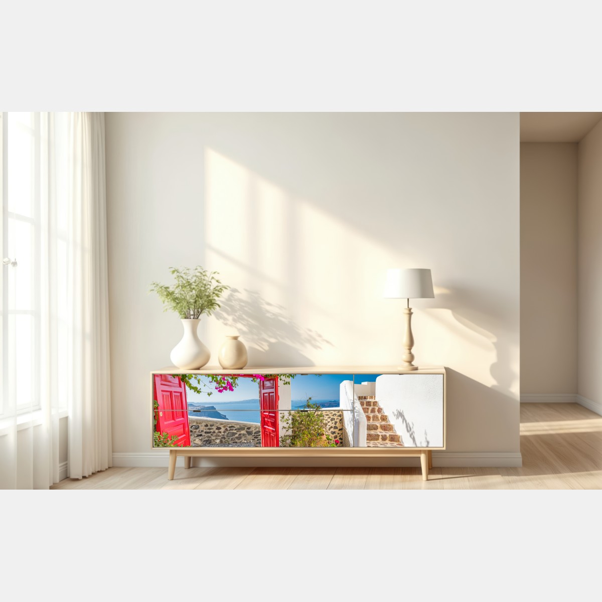 Naklejka repozycjonowalna słoneczny taras śródziemnomorski z widokiem na morze – Wallissimo® Naklejka repozycjonowalna słoneczny taras śródziemnomorski z widokiem na morze – Wallissimo®