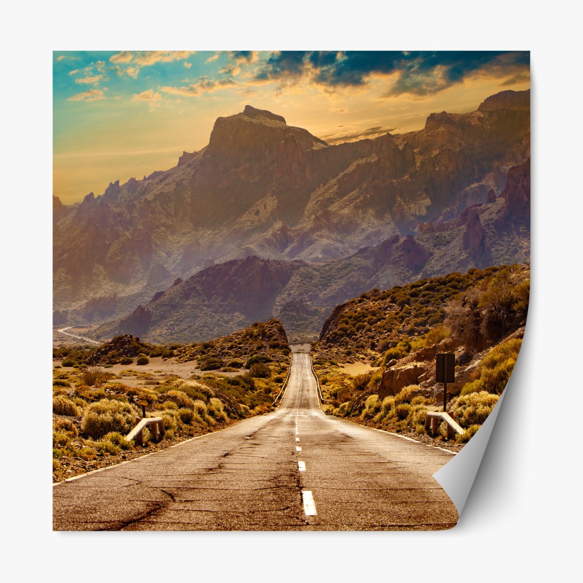 Repositionable sticker road to the mountains in Tenerife
