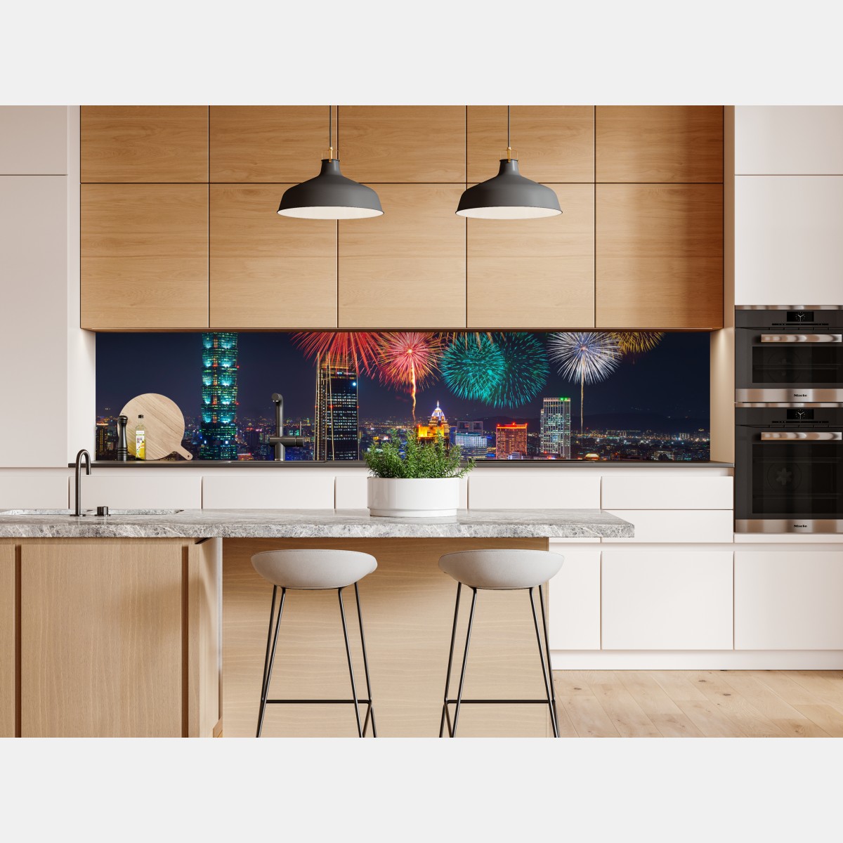 Naklejka repozycjonowalna Tajpej fajerwerki nad panoramą miasta – Wallissimo® Naklejka repozycjonowalna Tajpej fajerwerki nad panoramą miasta – Wallissimo®