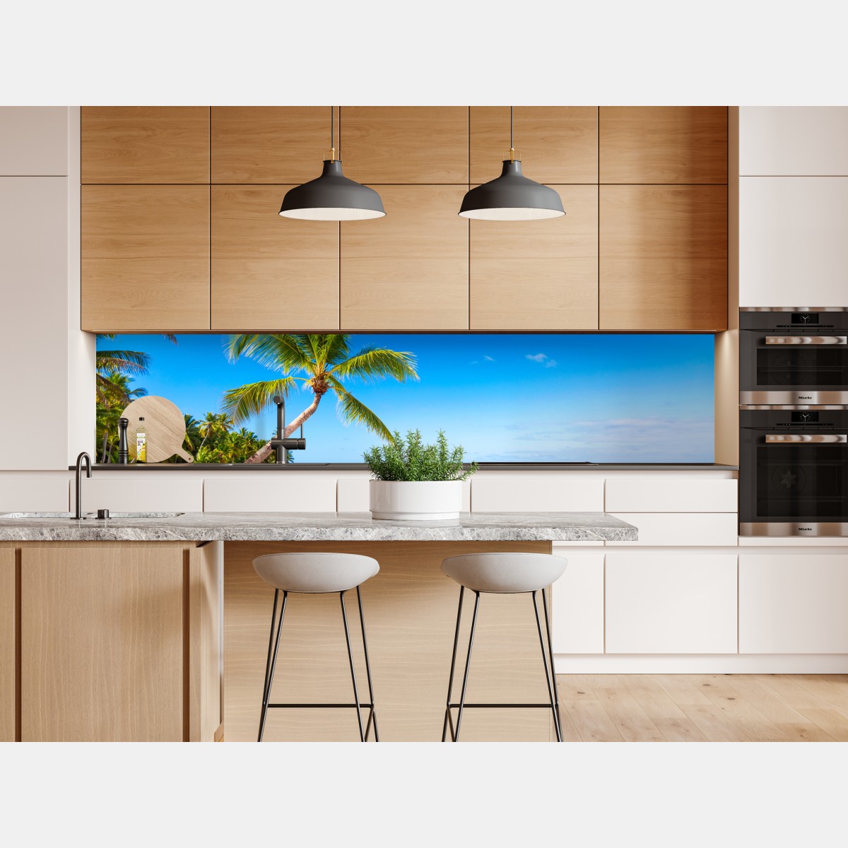 Naklejka repozycjonowalna tropikalna plaża z palmą – Wallissimo® Naklejka repozycjonowalna tropikalna plaża z palmą – Wallissimo®