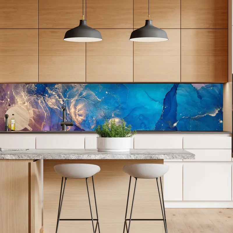 Naklejka repozycjonowalna mistyczny portret w złocie i błękicie – Wallissimo®