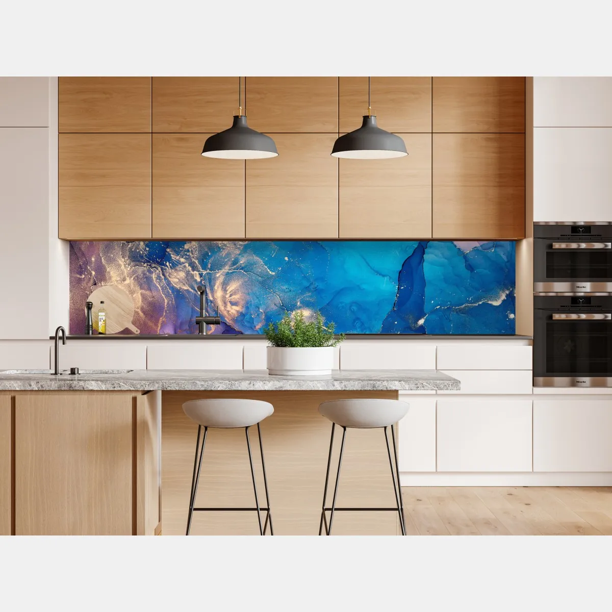 Naklejka repozycjonowalna niebieska marmurowa abstrakcja z atramentu alkoholowego – Wallissimo® Naklejka repozycjonowalna niebieska marmurowa abstrakcja z atramentu alkoholowego – Wallissimo®