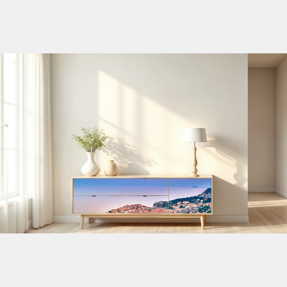 Naklejka repozycjonowalna Dubrownik stare miasto o zachodzie słońca – Wallissimo® Naklejka repozycjonowalna Dubrownik stare miasto o zachodzie słońca – Wallissimo®