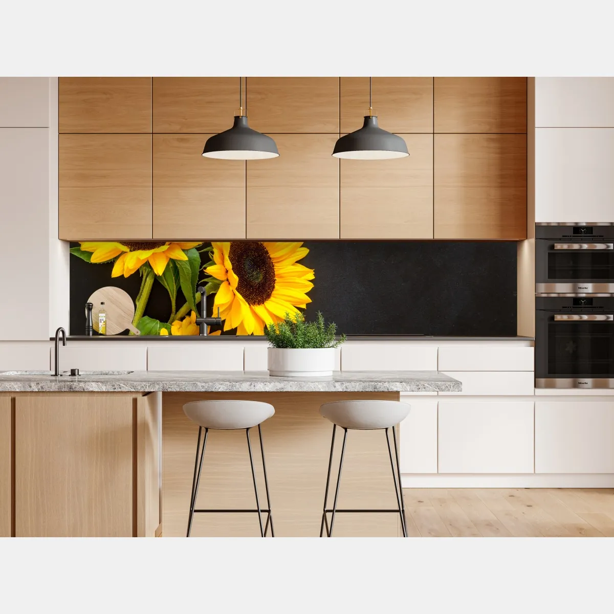 Naklejka repozycjonowalna bukiet słoneczników na czarnym tle – Wallissimo® Naklejka repozycjonowalna bukiet słoneczników na czarnym tle – Wallissimo®