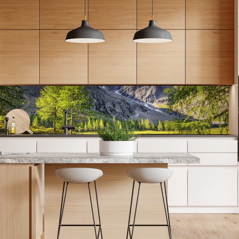 Naklejka repozycjonowalna alpejska łąka z górskim strumieniem – Wallissimo® Naklejka repozycjonowalna alpejska łąka z górskim strumieniem – Wallissimo®