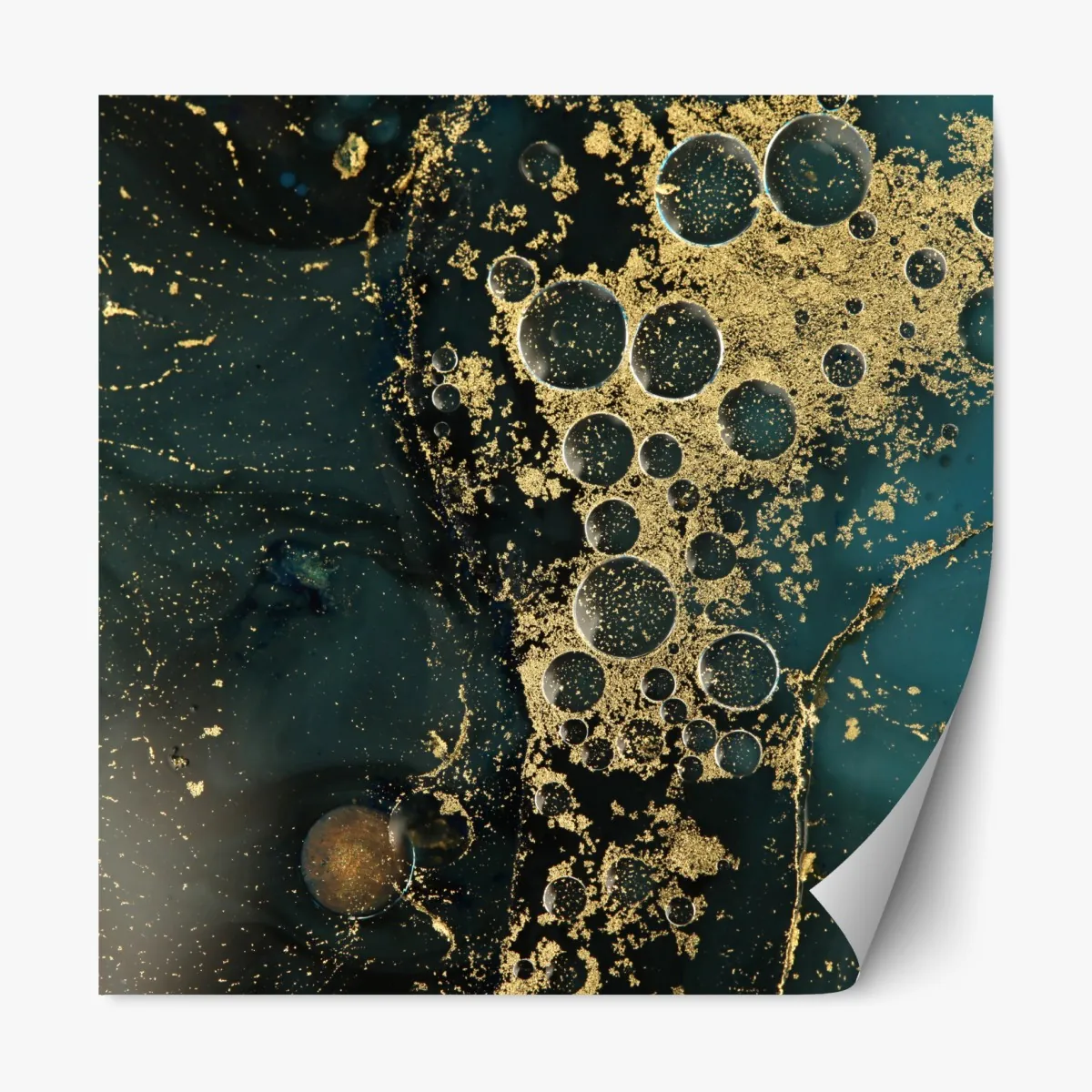 Naklejka repozycjonowalna turkusowo-złota abstrakcyjna marmurkowa faktura – Wallissimo® Naklejka repozycjonowalna turkusowo-złota abstrakcyjna marmurkowa faktura – Wallissimo®