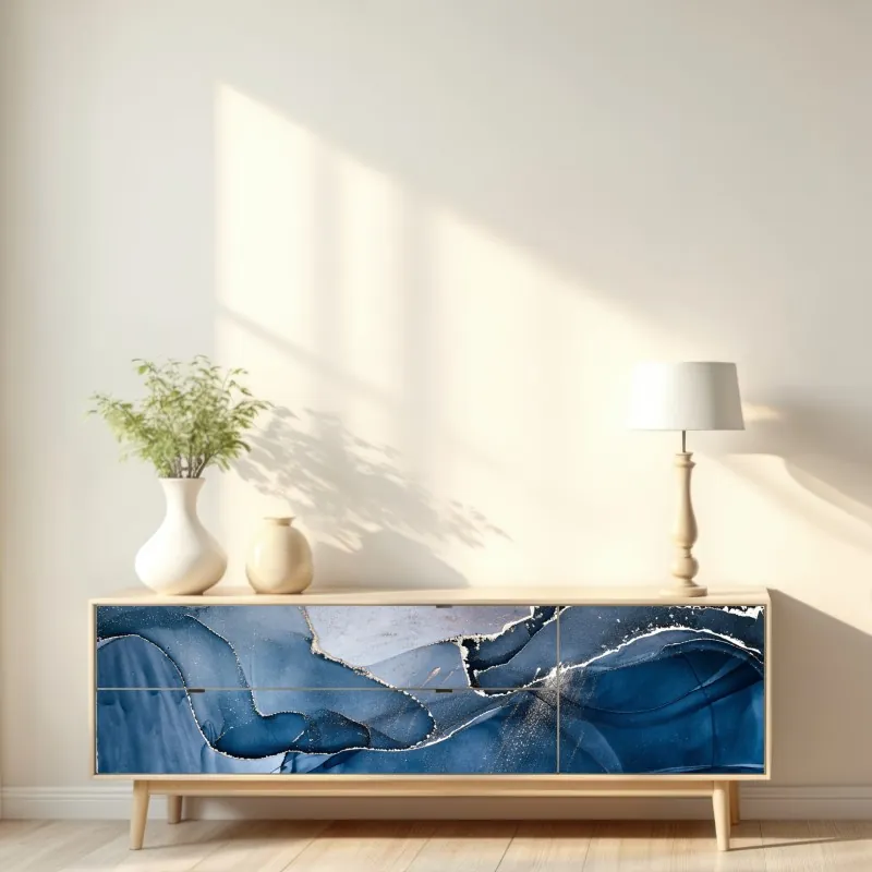 Naklejka repozycjonowalna beżowa tekstura marmuru z białymi żyłami – Wallissimo®