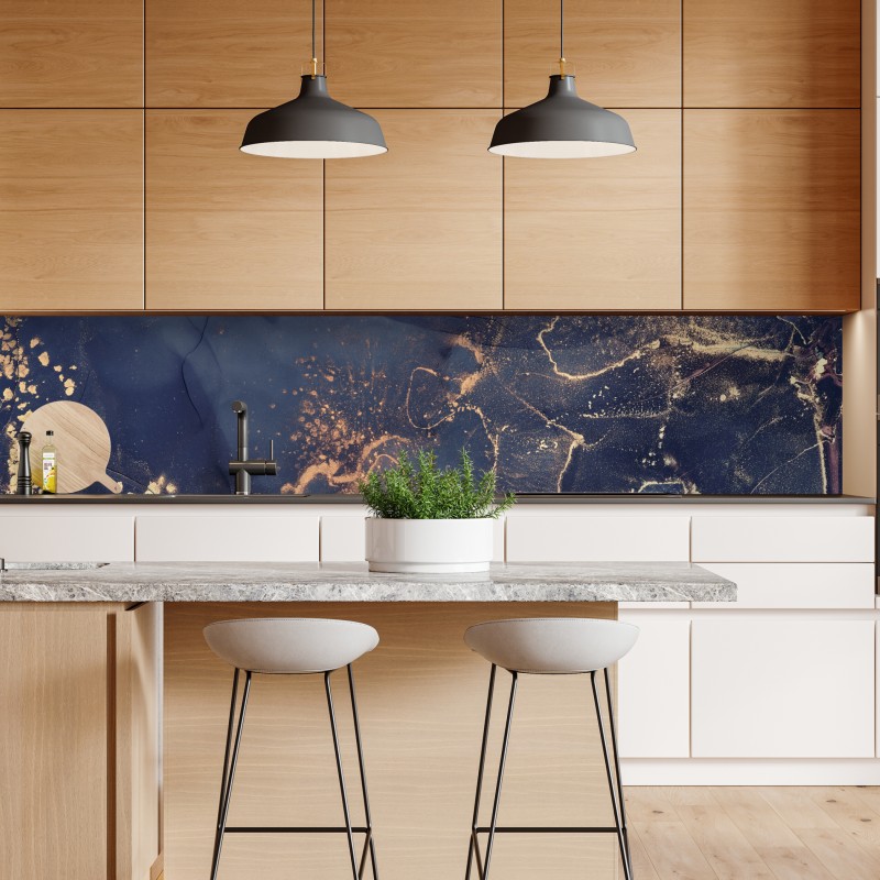 Naklejka repozycjonowalna granatowa marmurowa abstrakcja ze złotymi żyłkami – Wallissimo® Naklejka repozycjonowalna granatowa marmurowa abstrakcja ze złotymi żyłkami – Wallissimo®