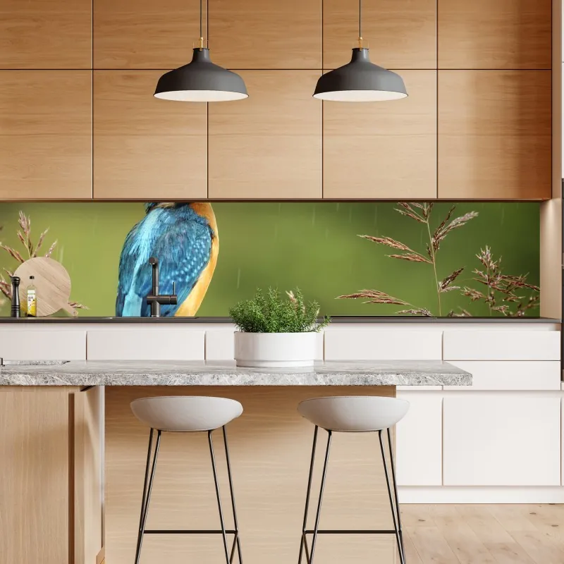 Naklejka repozycjonowalna zimowy las brzozowy ze złotym świtem – Wallissimo®