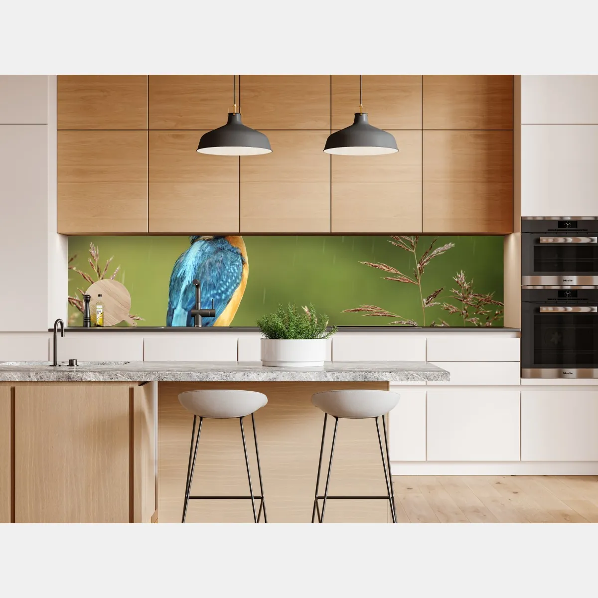 Naklejka repozycjonowalna żywy zimorodek w deszczu – Wallissimo® Naklejka repozycjonowalna żywy zimorodek w deszczu – Wallissimo®