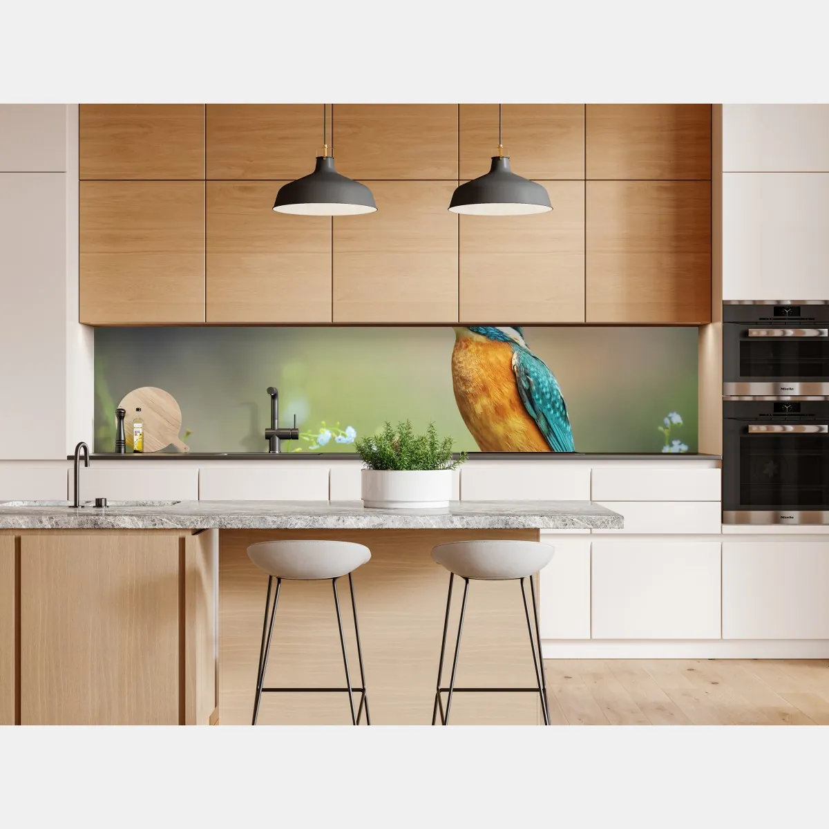 Naklejka repozycjonowalna zimorodek na gałęzi z rybą – Wallissimo® Naklejka repozycjonowalna zimorodek na gałęzi z rybą – Wallissimo®