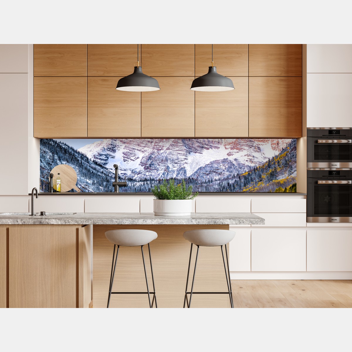 Naklejka repozycjonowalna śnieżny poranek w górach nad jeziorem – Wallissimo® Naklejka repozycjonowalna śnieżny poranek w górach nad jeziorem – Wallissimo®