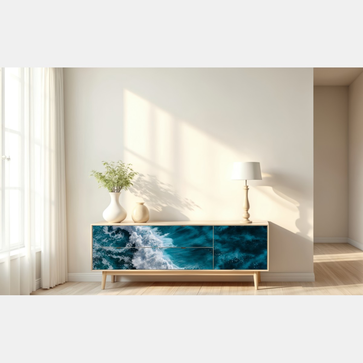 Naklejka repozycjonowalna turkusowe fale oceanu z lotu ptaka Bali – Wallissimo® Naklejka repozycjonowalna turkusowe fale oceanu z lotu ptaka Bali – Wallissimo®