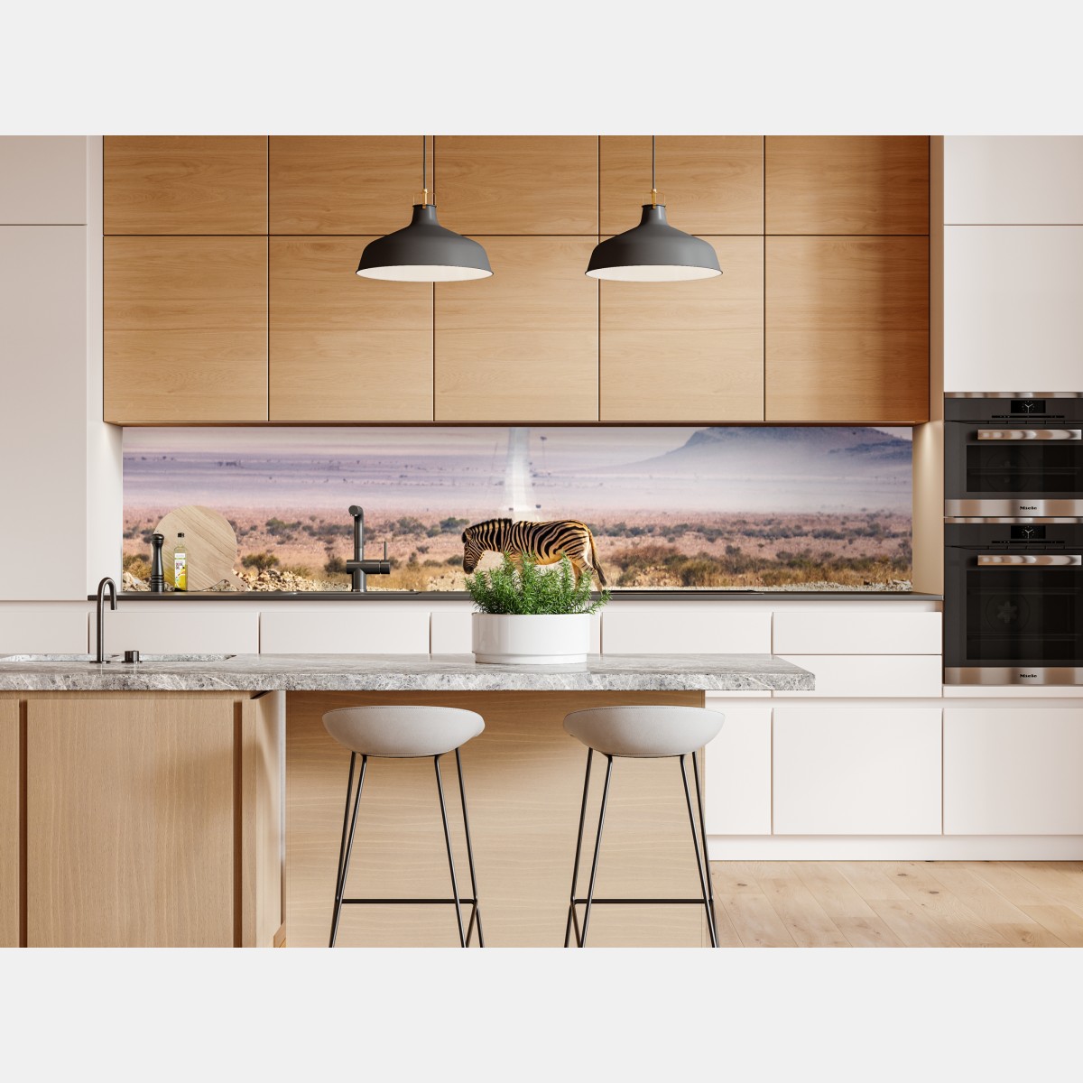 Naklejka repozycjonowalna zebra na pustynnej drodze – Wallissimo® Naklejka repozycjonowalna zebra na pustynnej drodze – Wallissimo®