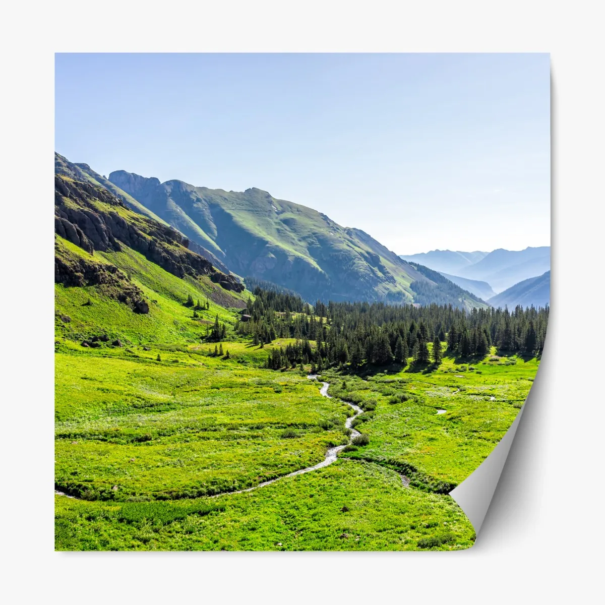 Naklejka repozycjonowalna spokojna alpejska dolina – Wallissimo® Naklejka repozycjonowalna spokojna alpejska dolina – Wallissimo®