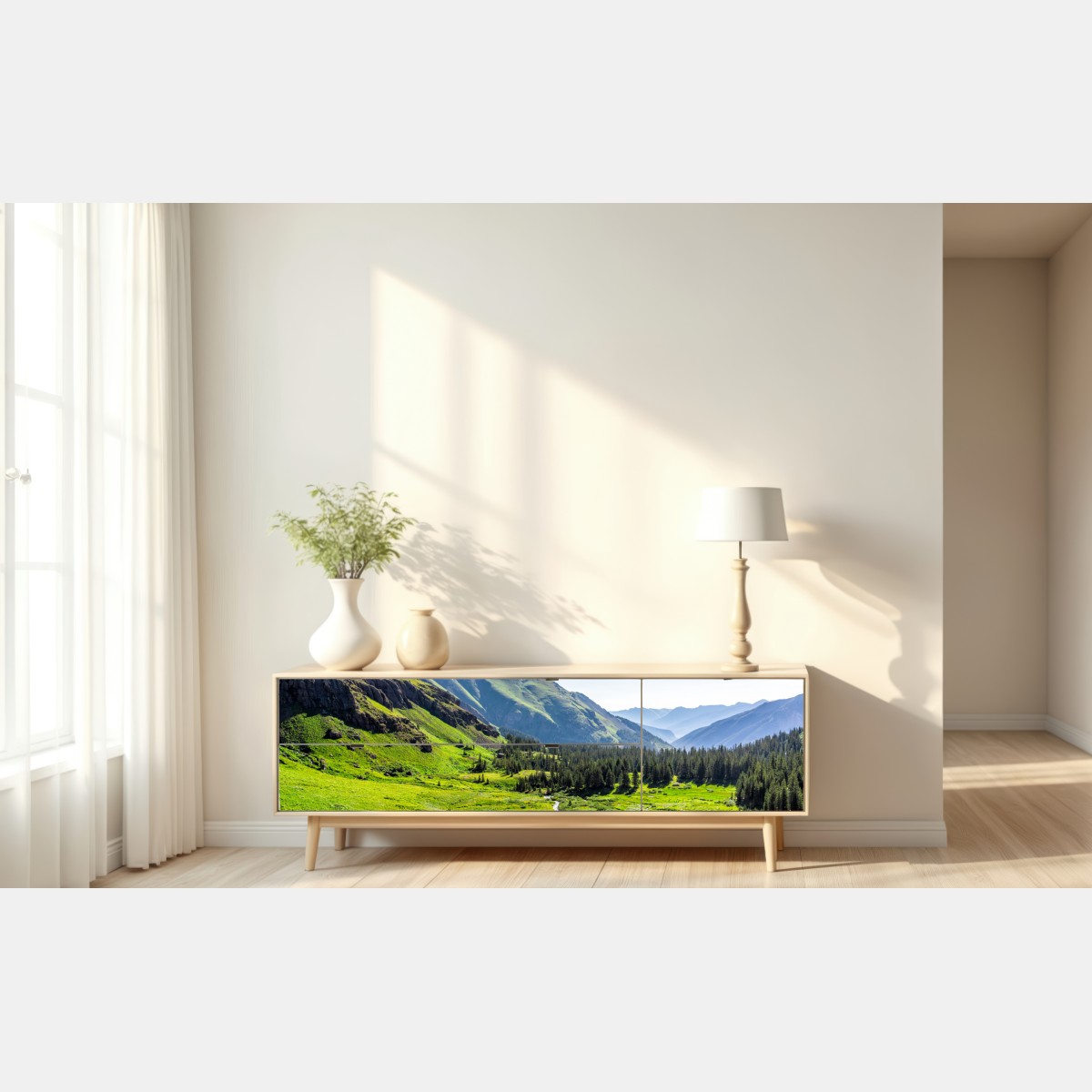 Naklejka repozycjonowalna spokojna alpejska dolina – Wallissimo® Naklejka repozycjonowalna spokojna alpejska dolina – Wallissimo®