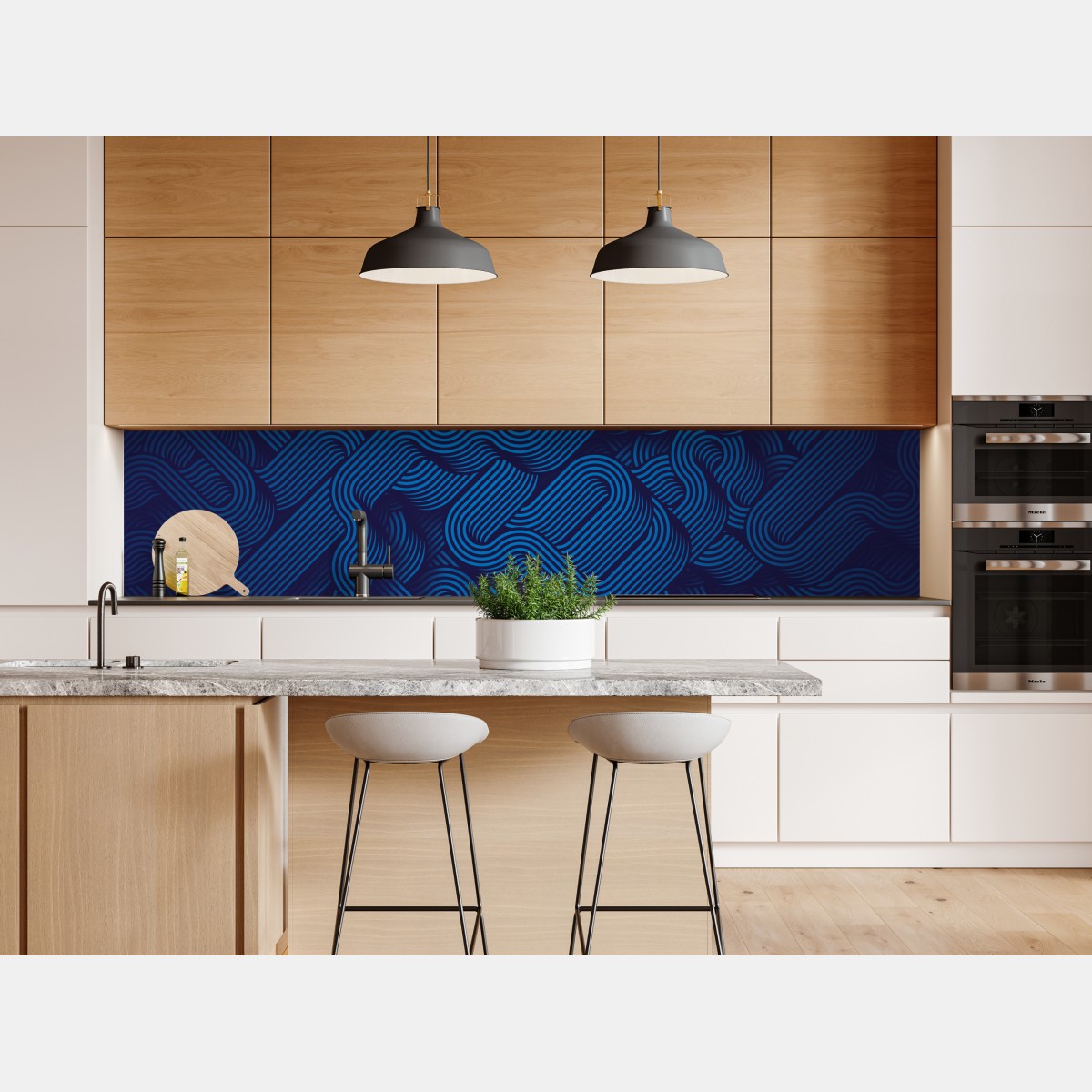 Naklejka repozycjonowalna głęboki niebieski abstrakcyjny wzór linii – Wallissimo® Naklejka repozycjonowalna głęboki niebieski abstrakcyjny wzór linii – Wallissimo®