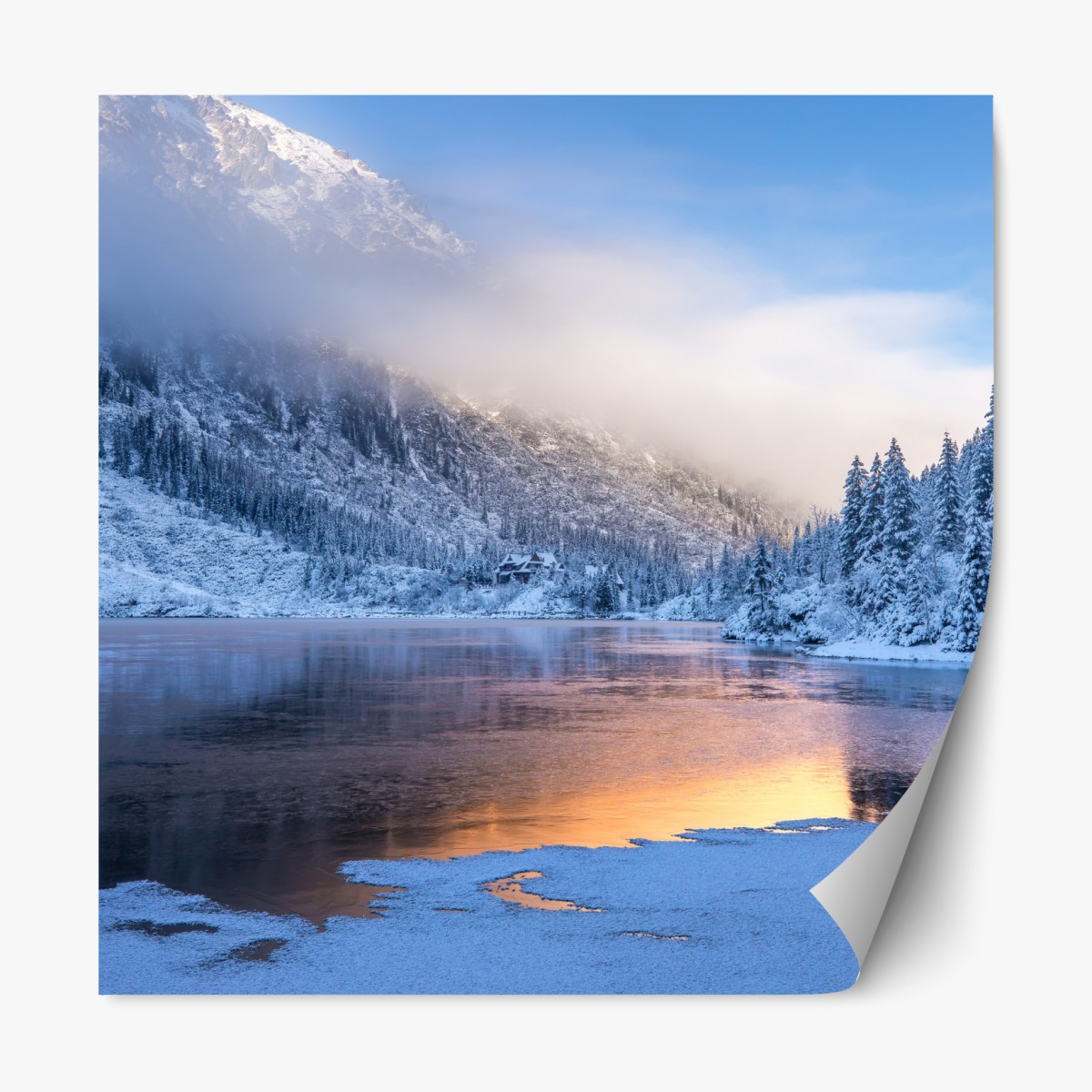 Repositionable sticker winter sunrise in the High Tatras