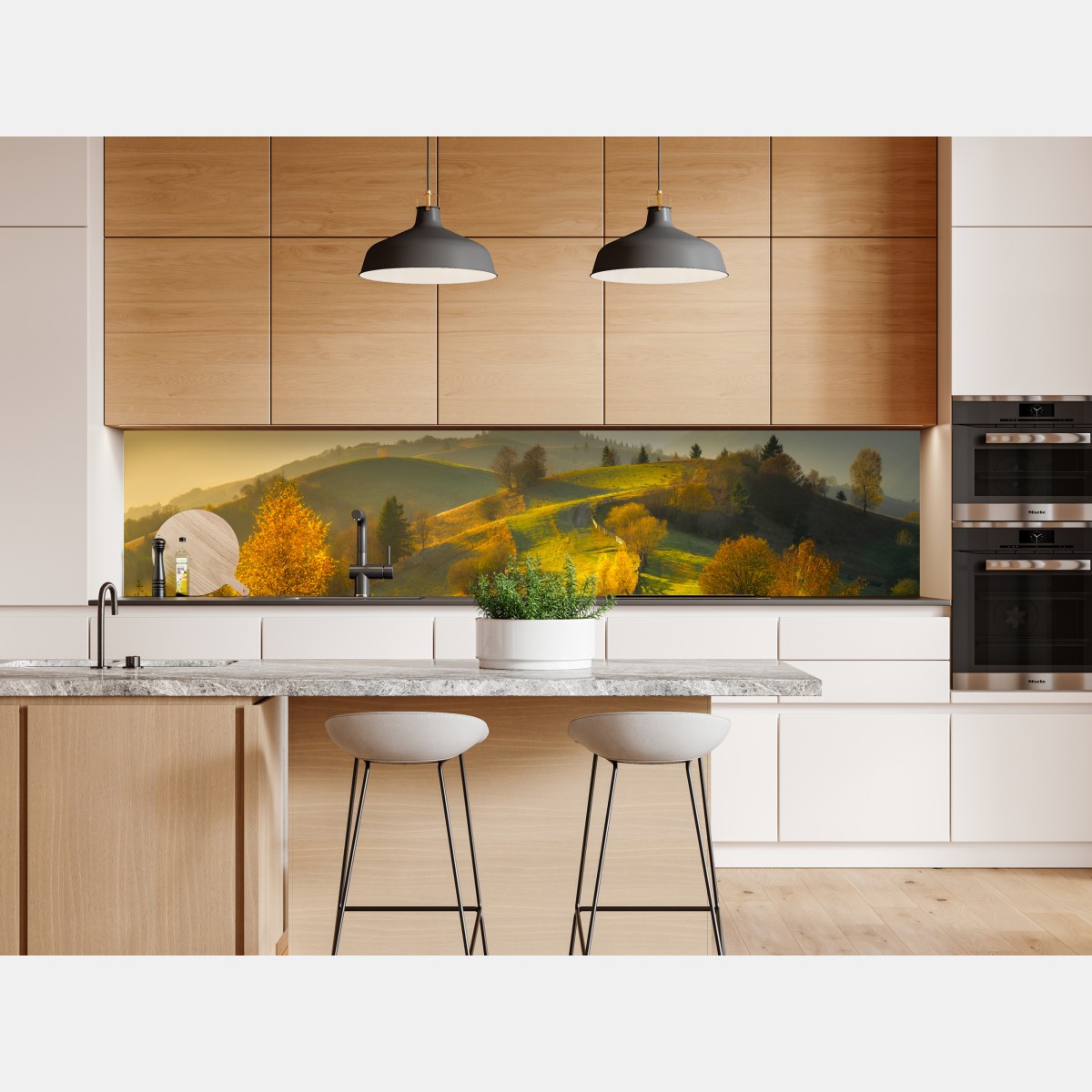 Naklejka repozycjonowalna złote jesienne wzgórza o zachodzie słońca – Wallissimo® Naklejka repozycjonowalna złote jesienne wzgórza o zachodzie słońca – Wallissimo®