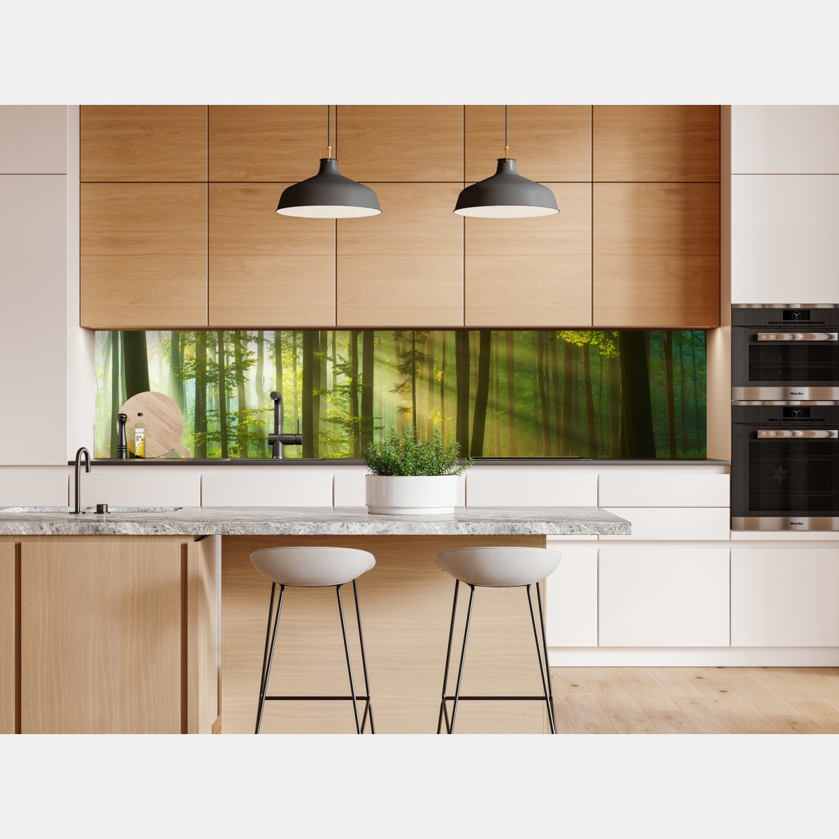 Naklejka repozycjonowalna poranne światło w zielonym lesie – Wallissimo® Naklejka repozycjonowalna poranne światło w zielonym lesie – Wallissimo®