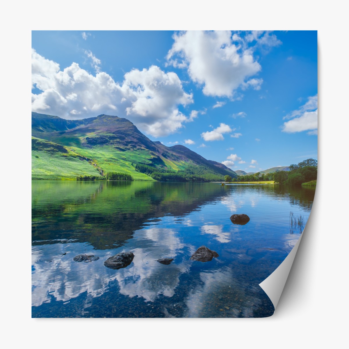 Repositionable sticker tranquil mountain reflections at Lake District