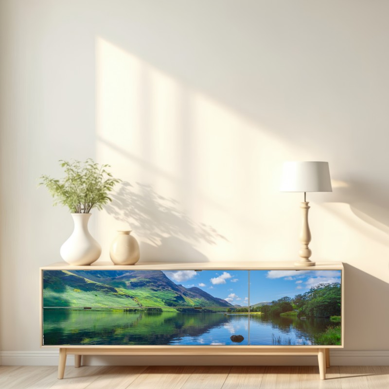 Naklejka repozycjonowalna spokojne górskie odbicia w Lake District – Wallissimo® Naklejka repozycjonowalna spokojne górskie odbicia w Lake District – Wallissimo®