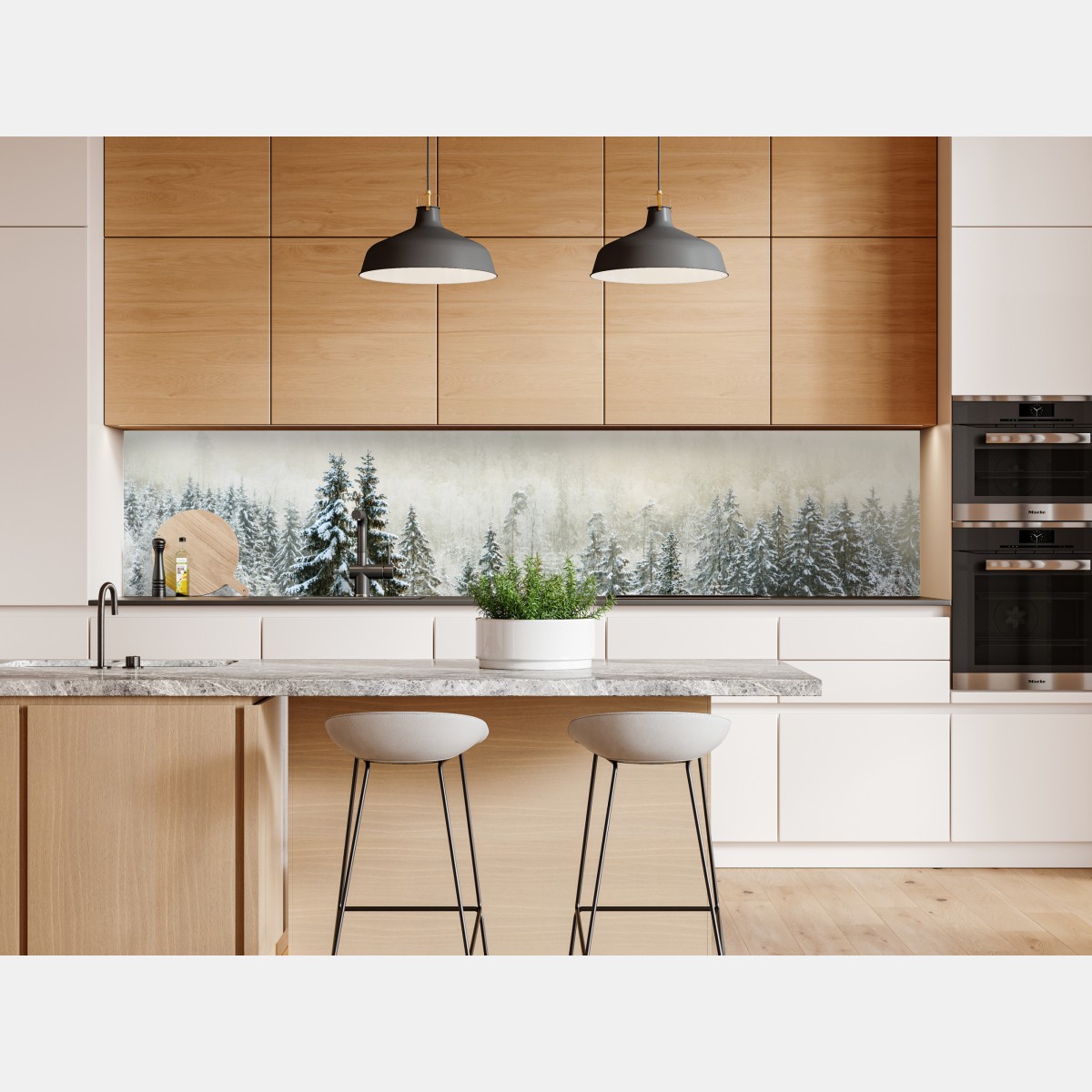 Naklejka repozycjonowalna zimowy las w delikatnej mgle – Wallissimo® Naklejka repozycjonowalna zimowy las w delikatnej mgle – Wallissimo®