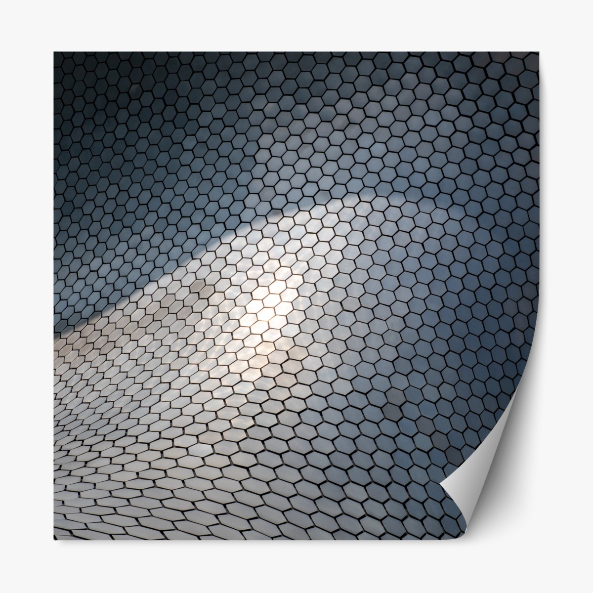 Repositionable sticker metallic hexagon geometric facade