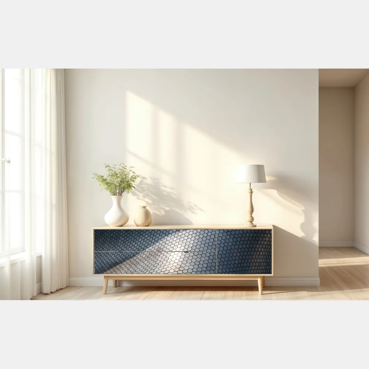 Naklejka repozycjonowalna metaliczna heksagonalna elewacja geometryczna – Wallissimo® Naklejka repozycjonowalna metaliczna heksagonalna elewacja geometryczna – Wallissimo®