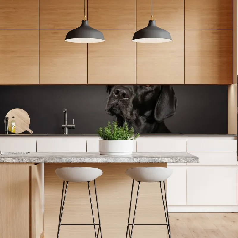 Naklejka repozycjonowalna portret studyjny czarnego labradora – Wallissimo® Naklejka repozycjonowalna portret studyjny czarnego labradora – Wallissimo®