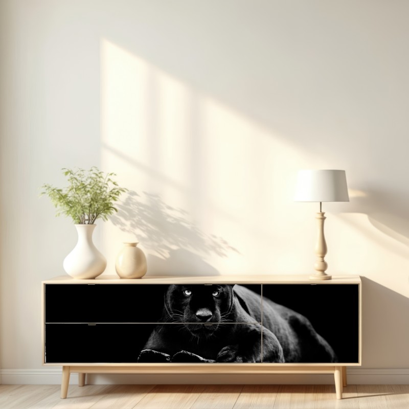 Naklejka repozycjonowalna majestatyczny portret czarnej pantery – Wallissimo® Naklejka repozycjonowalna majestatyczny portret czarnej pantery – Wallissimo®