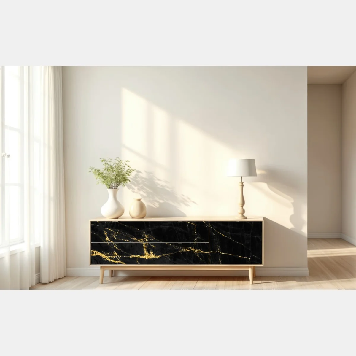 Naklejka repozycjonowalna czarny marmur ze złotymi żyłami – Wallissimo® Naklejka repozycjonowalna czarny marmur ze złotymi żyłami – Wallissimo®