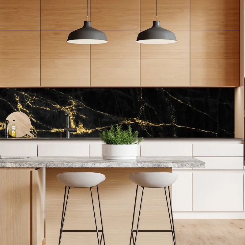 Naklejka repozycjonowalna czarny marmur ze złotymi żyłami – Wallissimo® Naklejka repozycjonowalna czarny marmur ze złotymi żyłami – Wallissimo®