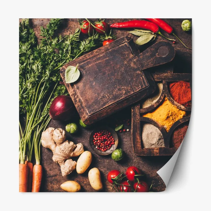 Naklejka repozycjonowalna czerwony botaniczny wzór liści – Wallissimo®