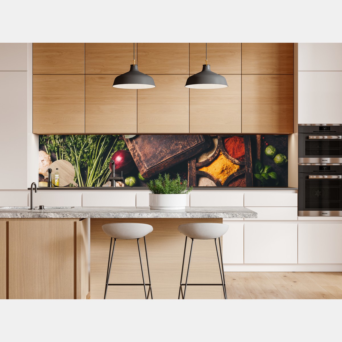 Naklejka repozycjonowalna rustykalna kompozycja przypraw i świeżych warzyw – Wallissimo® Naklejka repozycjonowalna rustykalna kompozycja przypraw i świeżych warzyw – Wallissimo®