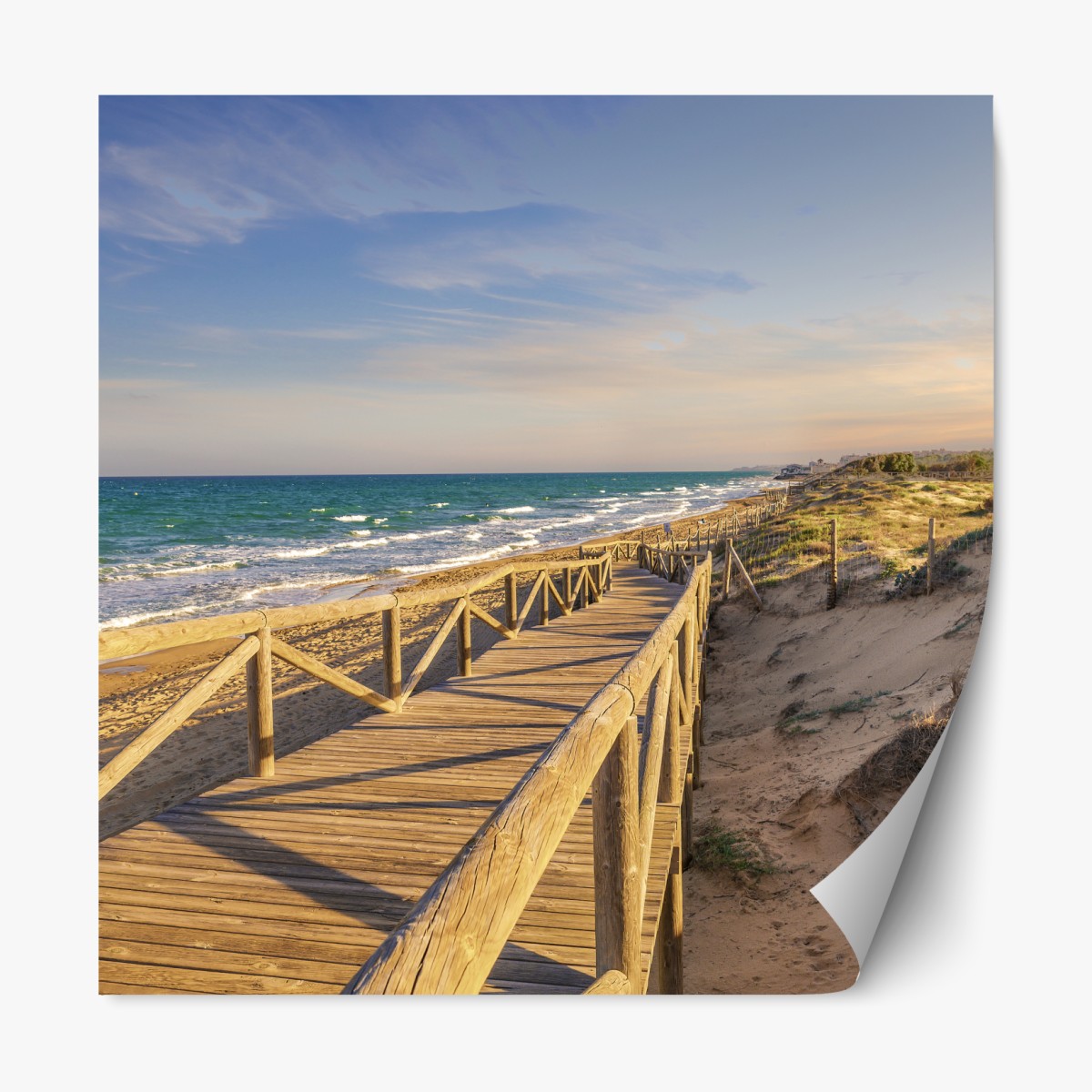 Repositionable sticker wooden boardwalk to Guardamar beach
