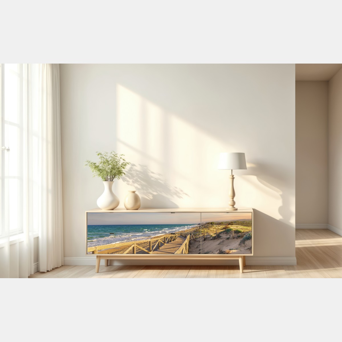 Naklejka repozycjonowalna drewniany pomost na plażę w Guardamar – Wallissimo® Naklejka repozycjonowalna drewniany pomost na plażę w Guardamar – Wallissimo®