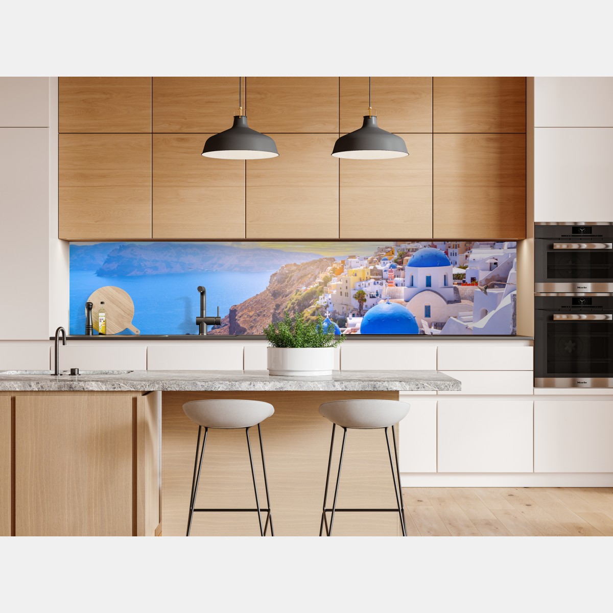 Naklejka repozycjonowalna słoneczna wieś Oia na kalderze Santorini – Wallissimo® Naklejka repozycjonowalna słoneczna wieś Oia na kalderze Santorini – Wallissimo®