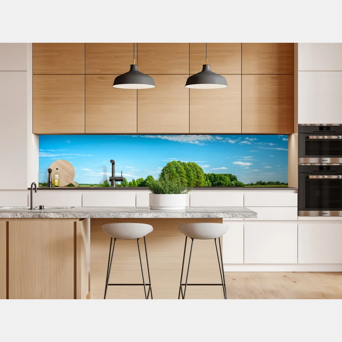 Naklejka repozycjonowalna słoneczna zielona łąka pod niebieskim niebem – Wallissimo® Naklejka repozycjonowalna słoneczna zielona łąka pod niebieskim niebem – Wallissimo®