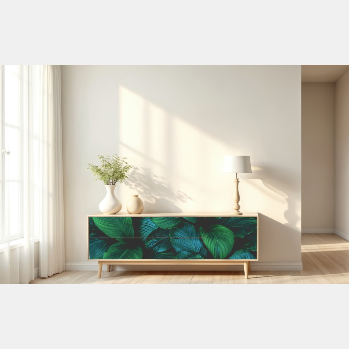 Naklejka repozycjonowalna bujne tropikalne liście – Wallissimo® Naklejka repozycjonowalna bujne tropikalne liście – Wallissimo®