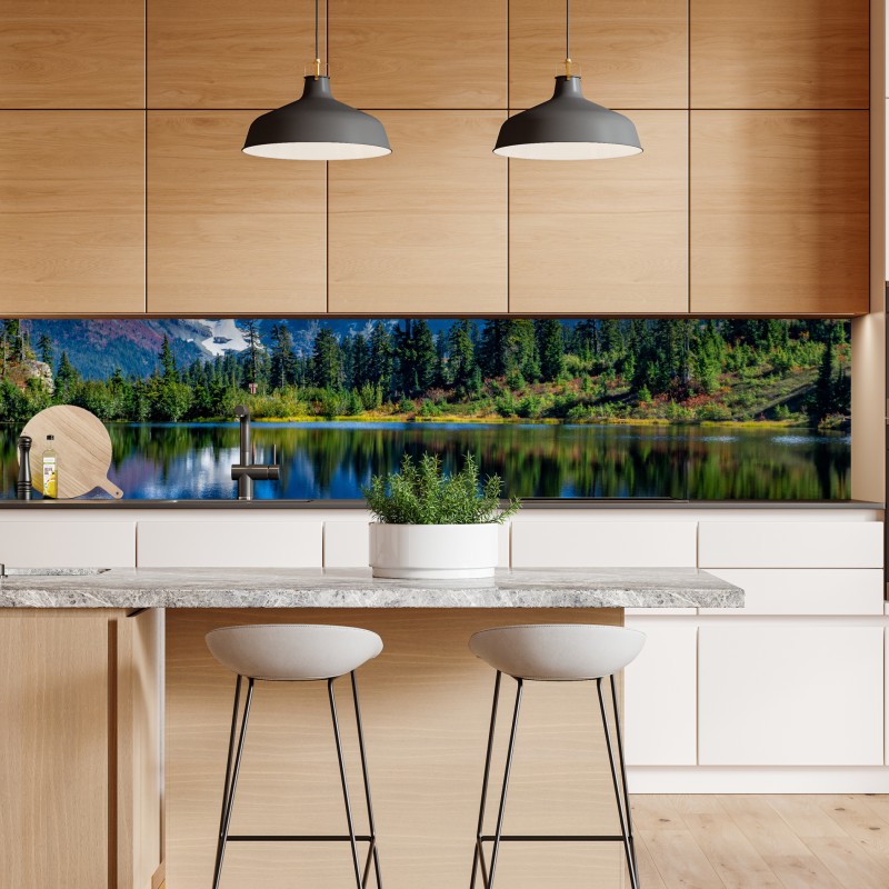 Naklejka repozycjonowalna majestatyczne odbicie gór nad jeziorem – Wallissimo® Naklejka repozycjonowalna majestatyczne odbicie gór nad jeziorem – Wallissimo®