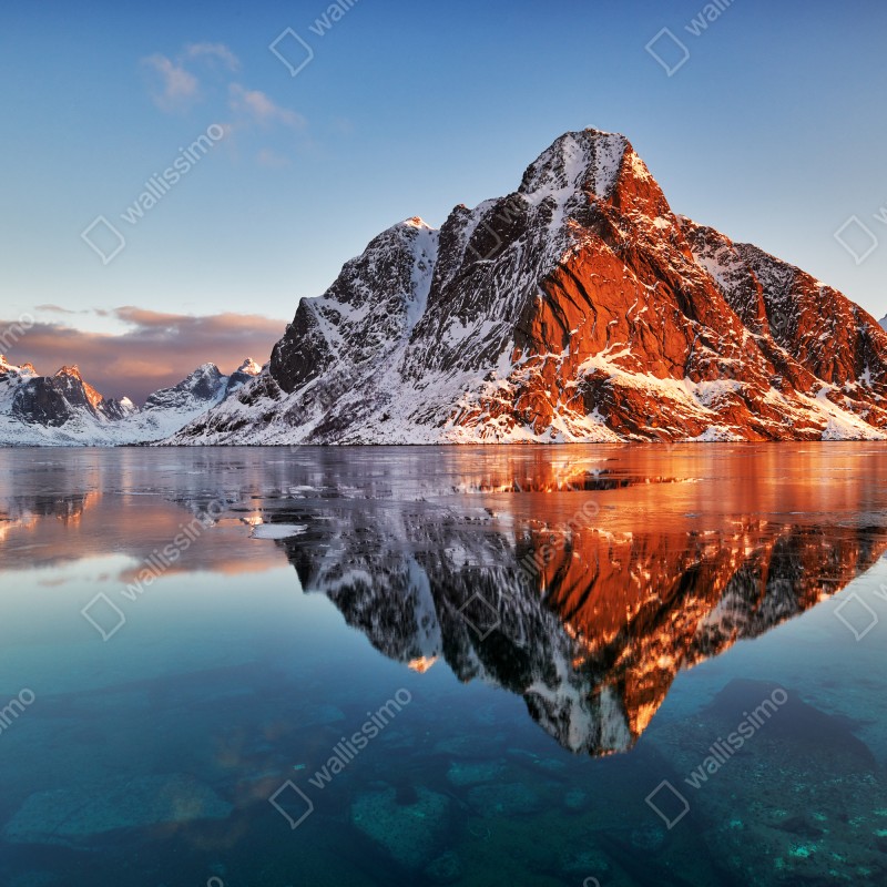 Naklejka repozycjonowalna Lofoty wschód słońca nad górami – Wallissimo® Naklejka repozycjonowalna Lofoty wschód słońca nad górami – Wallissimo®
