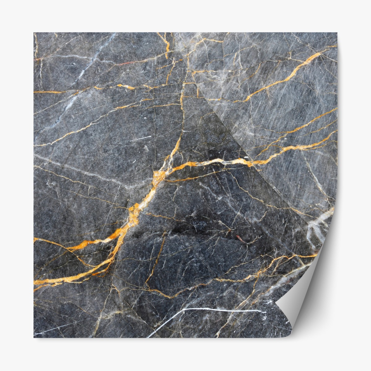 Repositionable sticker dark gray marble with gold veins